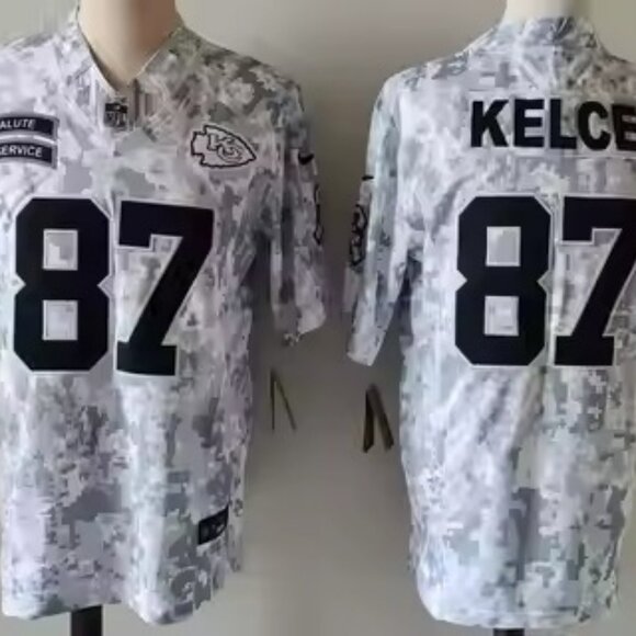 TRAVIS KELCE 87 - KANSAS CITY CHIEFS CAMO STITCHED FOOTBALL JERSEY - Picture 1 of 16